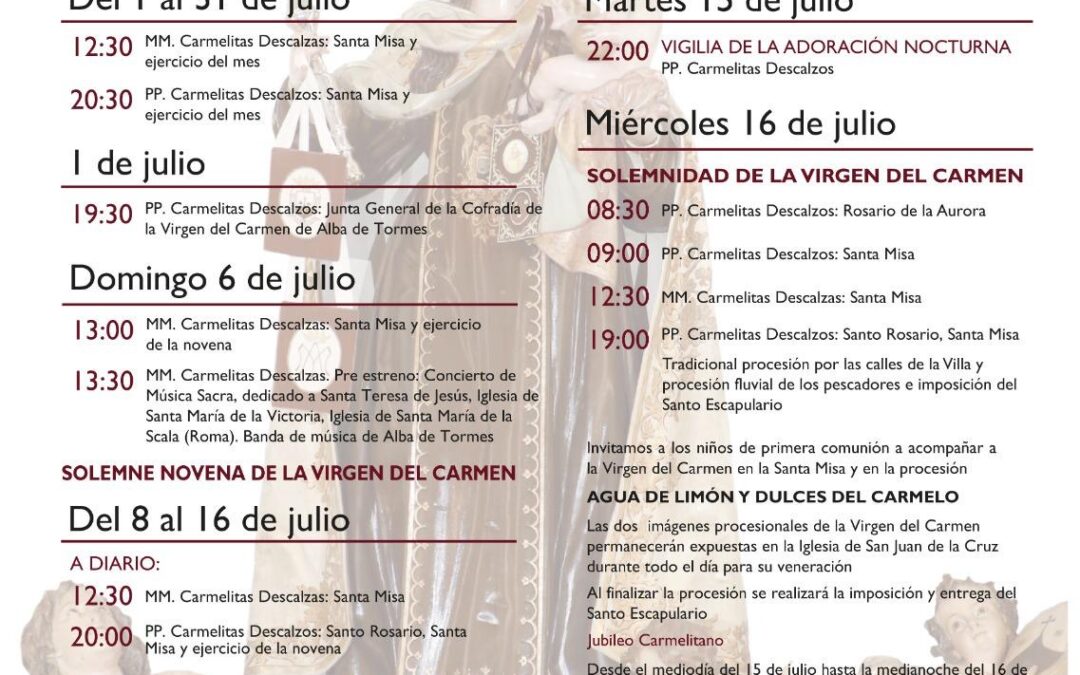 Alba de Tormes celebra el Mes de la Virgen del Carmen: fe, devoción y tradición