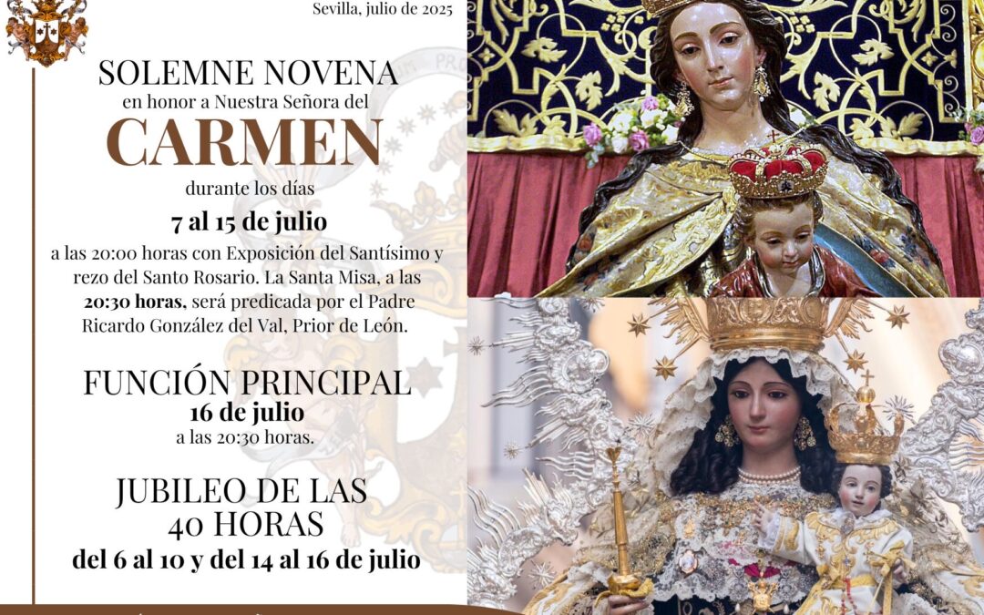 Sevilla se prepara para la Solemne Novena y Fiesta de Nuestra Señora del Carmen en el Santo Ángel