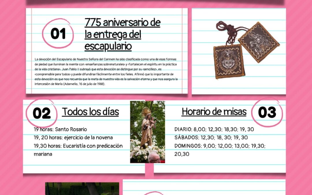 Oviedo celebra la Novena y Fiesta de la Virgen del Carmen 2025 en el 775 aniversario de la entrega del Escapulario