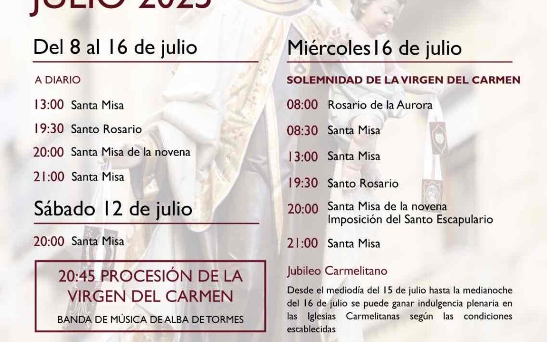 Salamanca celebra la Novena y Fiesta de la Virgen del Carmen 2025
