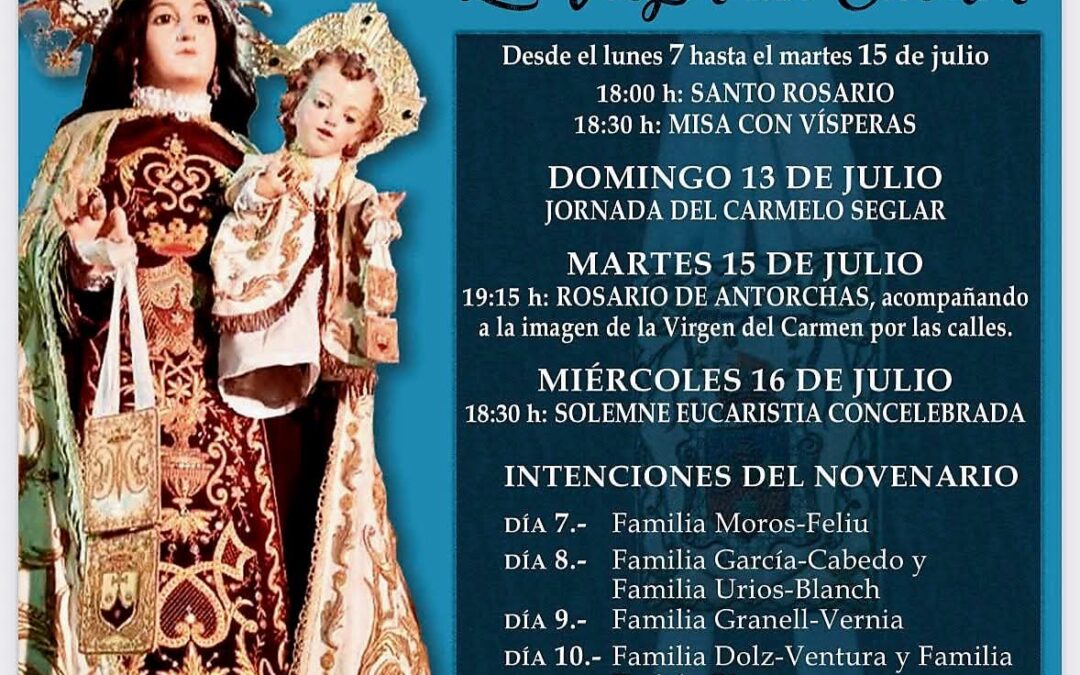 Burriana celebra el Novenario y Fiesta en honor a la Virgen del Carmen 2025 en la Iglesia de San José