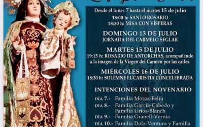 Borriana celebra el novenari i la festa en honor de la Mare de Déu del Carme 2025 a l’Església de Sant Josep