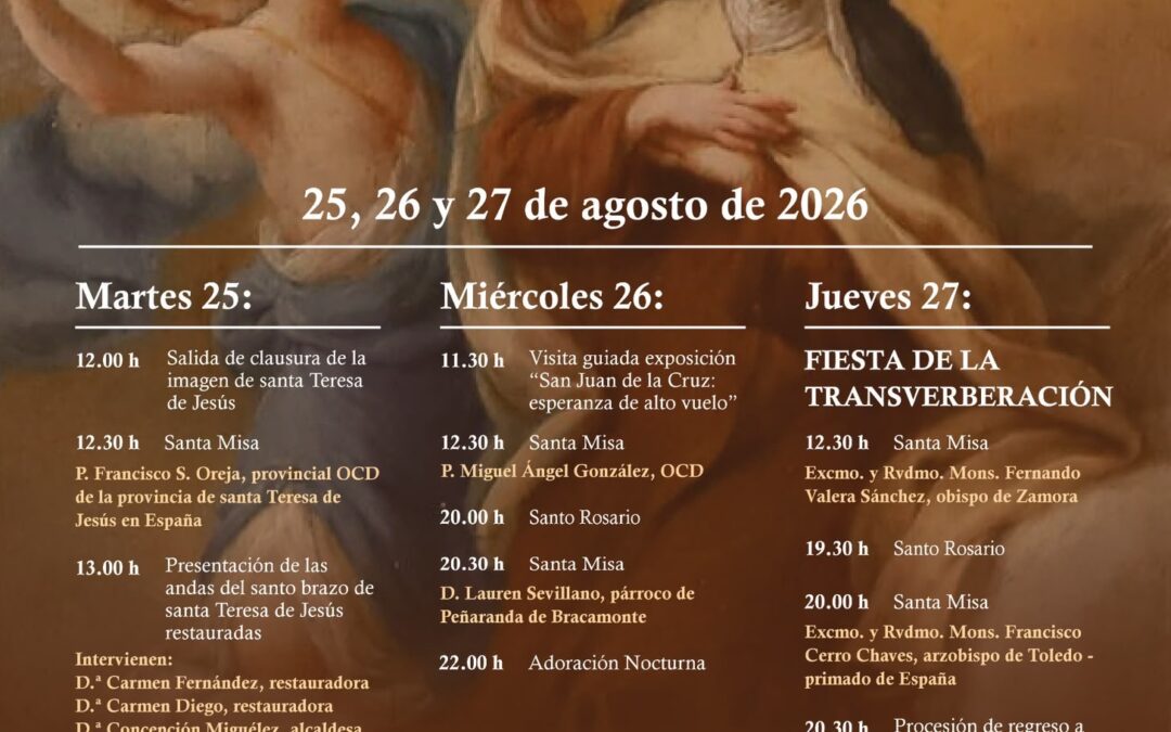 Alba de Tormes celebra un triduo en honor a la Transverberación de Santa Teresa de Jesús
