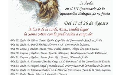 La Encarnación de Ávila celebra un solemne decenario por la Transverberación de Santa Teresa